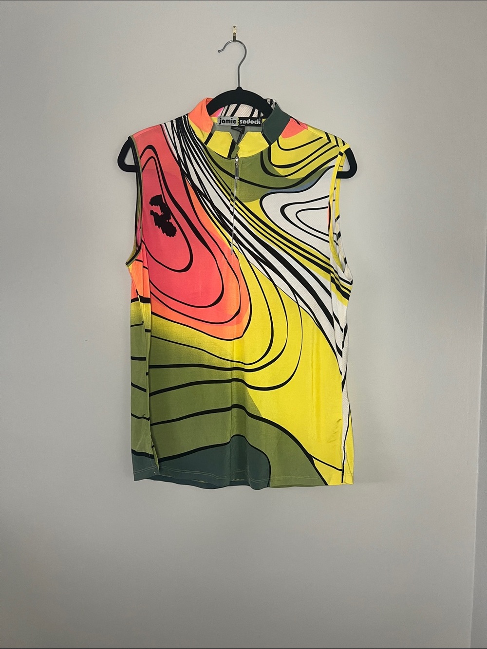 Jamie Sadock Abstract Swirl Sleeveless Golf Top L
